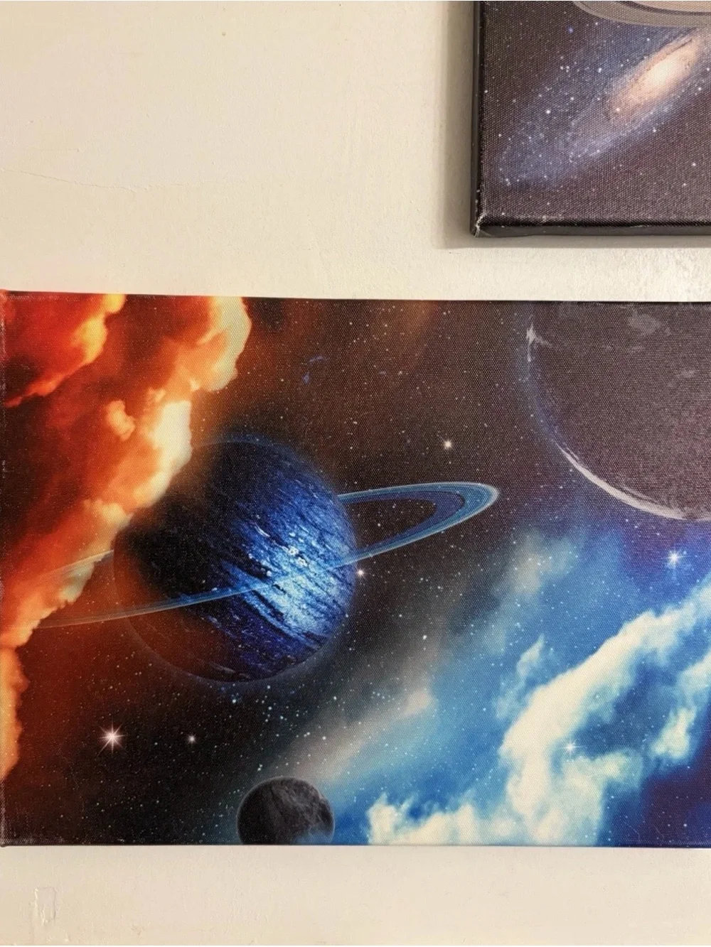 Cosmic Planets Wall Art Canvas Set - Blue & Multicolor